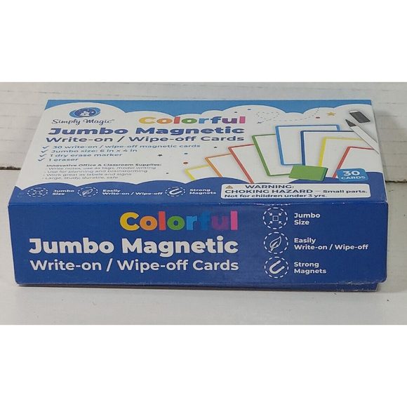 30 Jumbo Magnetic Write-on Wipe-off Cards 6 x 4in Dry Erase Labels Marker Eraser - Picture 4 of 7